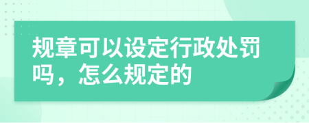 规章可以设定行政处罚吗，怎么规定的