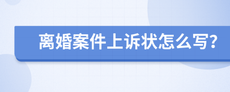 离婚案件上诉状怎么写？