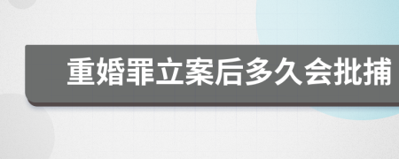 重婚罪立案后多久会批捕