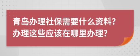 青岛办理社保需要什么资料？办理这些应该在哪里办理？