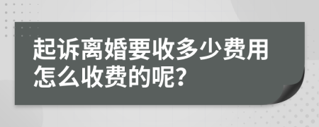 起诉离婚要收多少费用怎么收费的呢？