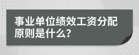 事业单位绩效工资分配原则是什么？