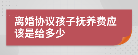 离婚协议孩子抚养费应该是给多少