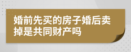 婚前先买的房子婚后卖掉是共同财产吗