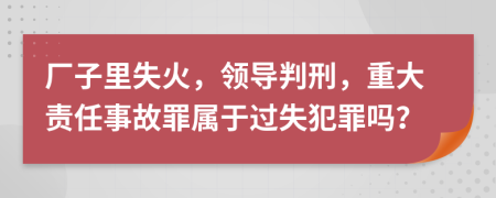 厂子里失火，领导判刑，重大责任事故罪属于过失犯罪吗？