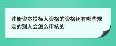 注册资本投标人资格的资格还有哪些规定的别人会怎么审核的