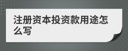 注册资本投资款用途怎么写