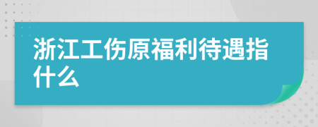 浙江工伤原福利待遇指什么