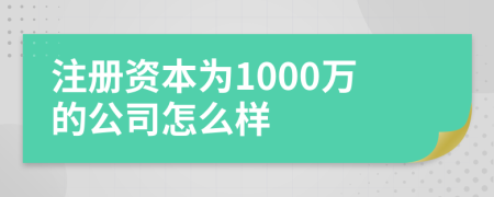 注册资本为1000万的公司怎么样