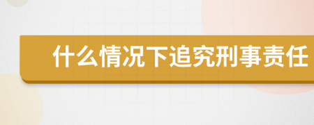 什么情况下追究刑事责任