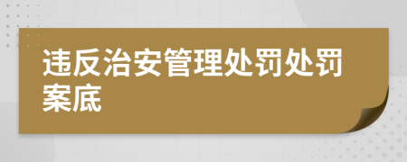 违反治安管理处罚处罚案底