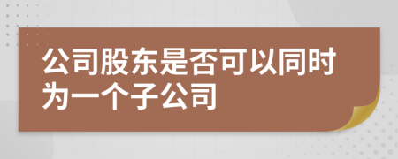 公司股东是否可以同时为一个子公司