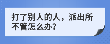 打了别人的人，派出所不管怎么办？