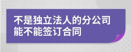 不是独立法人的分公司能不能签订合同