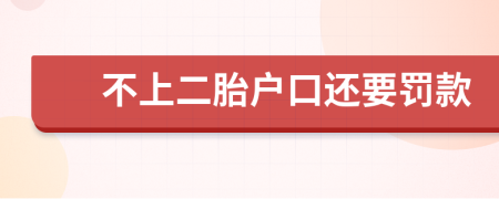 不上二胎户口还要罚款