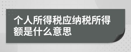 个人所得税应纳税所得额是什么意思