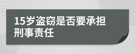 15岁盗窃是否要承担刑事责任