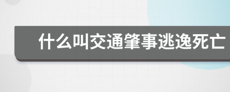 什么叫交通肇事逃逸死亡