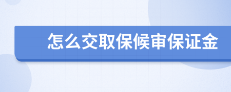 怎么交取保候审保证金