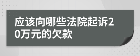 应该向哪些法院起诉20万元的欠款