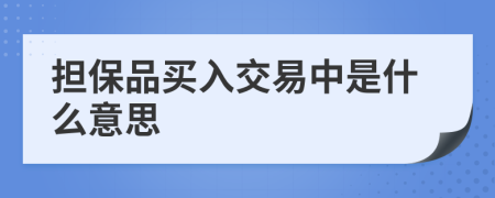 担保品买入交易中是什么意思
