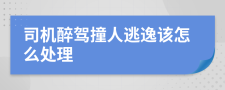 司机醉驾撞人逃逸该怎么处理