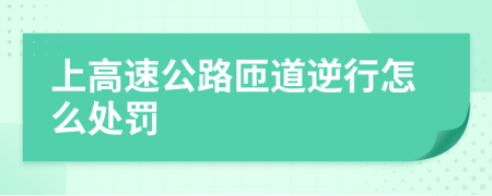 上高速公路匝道逆行怎么处罚