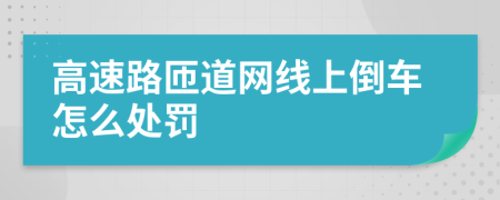 高速路匝道网线上倒车怎么处罚