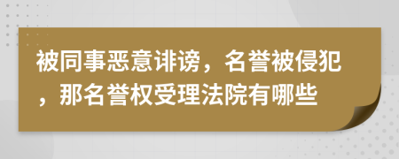 被同事恶意诽谤，名誉被侵犯，那名誉权受理法院有哪些
