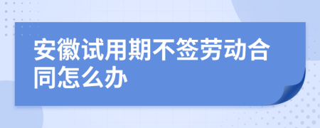 安徽试用期不签劳动合同怎么办