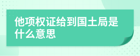 他项权证给到国土局是什么意思