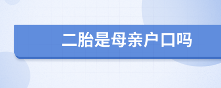 二胎是母亲户口吗