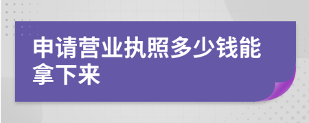 申请营业执照多少钱能拿下来