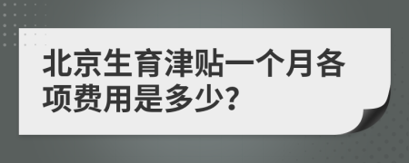 北京生育津贴一个月各项费用是多少？