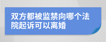 双方都被监禁向哪个法院起诉可以离婚