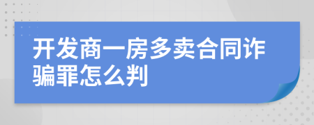 开发商一房多卖合同诈骗罪怎么判