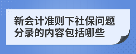 新会计准则下社保问题分录的内容包括哪些