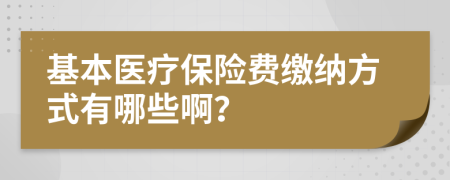 基本医疗保险费缴纳方式有哪些啊？