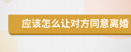 应该怎么让对方同意离婚