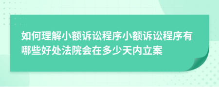 如何理解小额诉讼程序小额诉讼程序有哪些好处法院会在多少天内立案