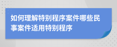 如何理解特别程序案件哪些民事案件适用特别程序