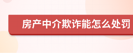 房产中介欺诈能怎么处罚