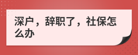 深户，辞职了，社保怎么办