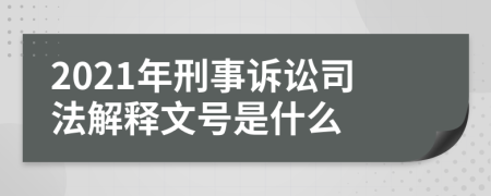 2021年刑事诉讼司法解释文号是什么