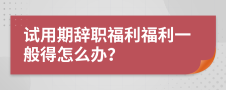 试用期辞职福利福利一般得怎么办？