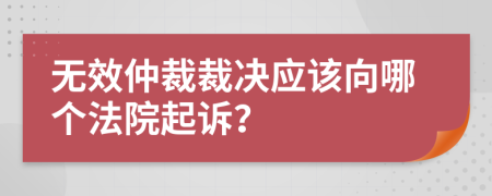 无效仲裁裁决应该向哪个法院起诉？