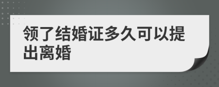 领了结婚证多久可以提出离婚