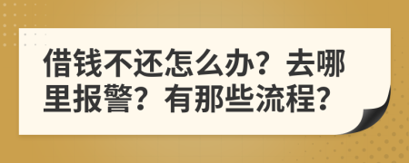 借钱不还怎么办？去哪里报警？有那些流程？