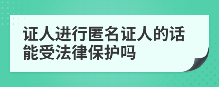 证人进行匿名证人的话能受法律保护吗