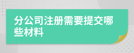 分公司注册需要提交哪些材料